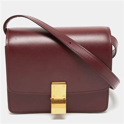 celine burgundy box bag|pre owned Celine bags.